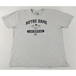 Notre Dame Fighting Irish Shirt Mens XL Gray NCAA Lacrosse Adidas Graphic Tee